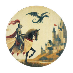 Mittelalterlicher Ritter/Drache/Burgfantsänger Schneidebrett
