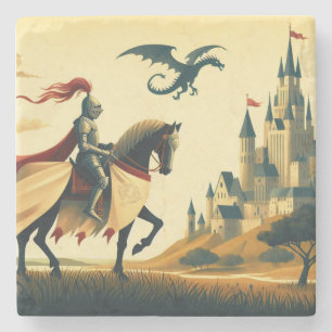 Mittelalterlicher Ritter/Drache/Burgfantsänger Steinuntersetzer