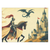 Mittelalterlicher Ritter/Drache/Burgfantsänger Tischdecke (Vorderseite (Horizontal))