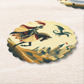 Mittelalterlicher Ritter/Drache/Burgfantsänger Untersetzer (angewinkelt)