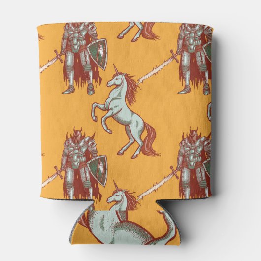 Mittelalterlicher Ritter, Einhorn, Fantasie nahtlo Dosenkühler (Rückseite)