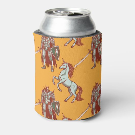 Mittelalterlicher Ritter, Einhorn, Fantasie nahtlo Dosenkühler (Kanne Rückseite)