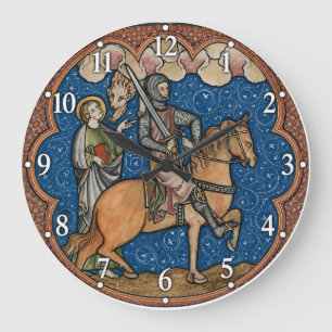 Mittelalterlicher Ritter Große Wanduhr