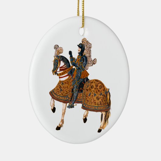 Mittelalterlicher Ritter im Rüstzeug auf Pferd Keramik Ornament (Rechts)