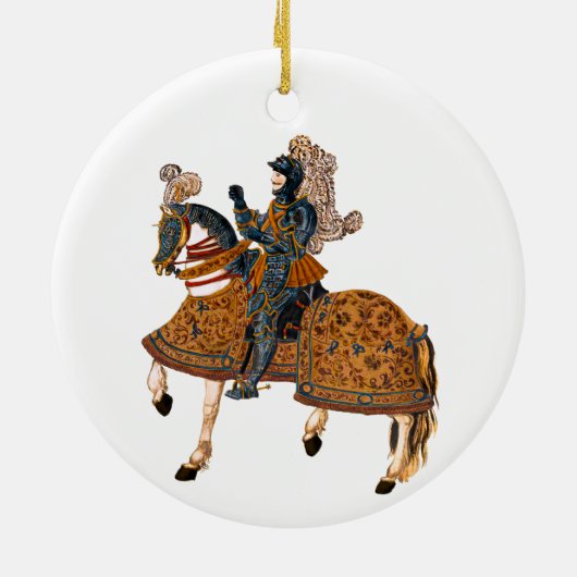 Mittelalterlicher Ritter im Rüstzeug auf Pferd Keramik Ornament (Hinten)