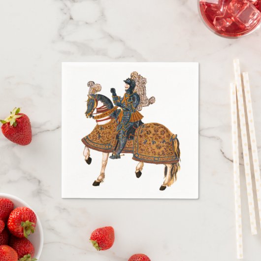 Mittelalterlicher Ritter in der Rüstung auf dem Pf Serviette (Beispiel)