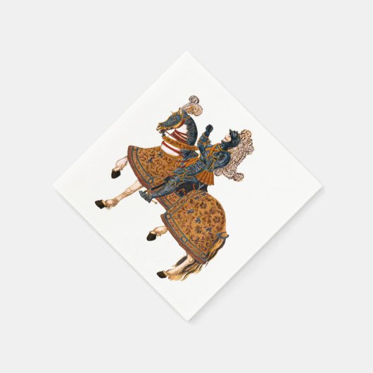 Mittelalterlicher Ritter in der Rüstung auf dem Pf Serviette (Ecke)