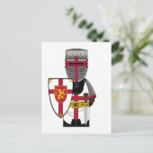 Mittelalterlicher Ritter in Helm Postkarte (Stehend Vorderseite)