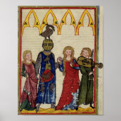 Mittelalterlicher Ritter mit Gans auf seinem Kopf Poster (Vorne)