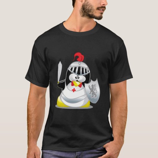 Mittelalterlicher Ritter-Pinguin T-Shirt (Vorderseite)
