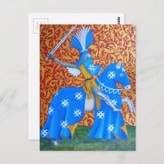 Mittelalterlicher Ritter Postkarte (Vorne/Hinten)