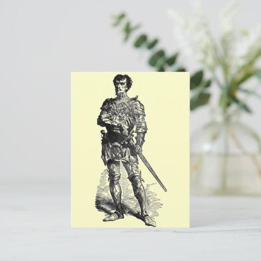 Mittelalterlicher Ritter Postkarte (Stehend Vorderseite)