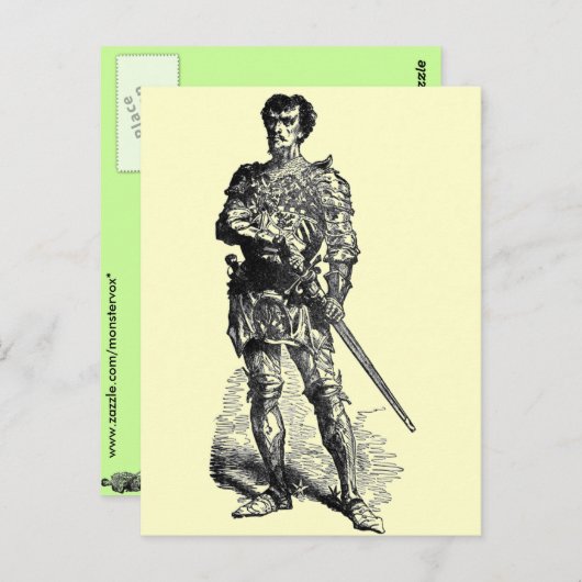 Mittelalterlicher Ritter Postkarte (Vorne/Hinten)