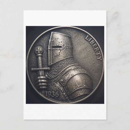 Mittelalterlicher Ritter. Postkarte (Vorderseite)