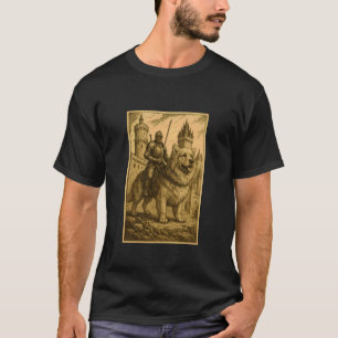 Mittelalterlicher Ritter reitet auf Golden Retriev T-Shirt
