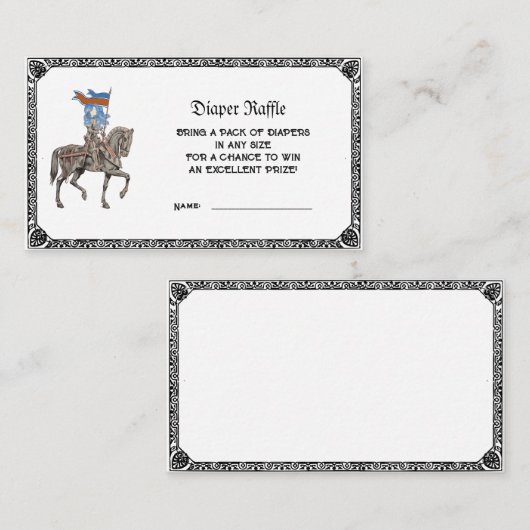 Mittelalterlicher Ritter Renfaire Diaper Raffle Ba Begleitkarte (Vorne/Hinten)