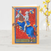 Mittelalterlicher Ritter-turnierende Gruß-Karte Karte (Gelbe Blume)