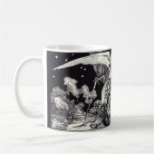 Mittelalterlicher Ritter und Drache Schwarz und We Kaffeetasse (Links)