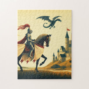 mittelalterlicher Ritter/Wyvern/Burg-Fantasie Puzzle