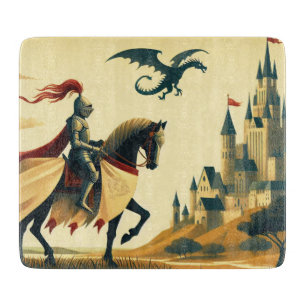 Mittelalterlicher Ritter/Wyvern-Burg-Fantasy Schneidebrett