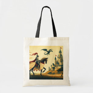 Mittelalterlicher Ritter/Wyvern/Burg Fantsy Tragetasche