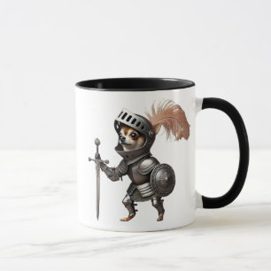 Mittelalterlicher Ritterhund mit einem Schwert Tasse
