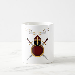 mittelalterlicher Ritterwappen Helm Schwerter Schi Kaffeetasse