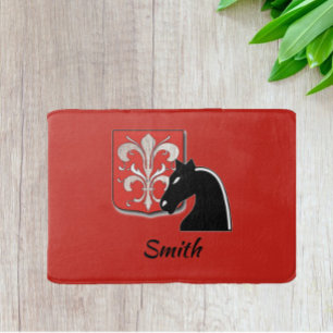 Mittelalterlicher Rotkehlchen und Schwarzer Ritter Badematte
