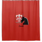 Mittelalterlicher Rotkehlchen und Schwarzer Ritter Duschvorhang (Vorderseite)