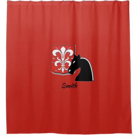 Mittelalterlicher Rotkehlchen und Schwarzer Ritter Duschvorhang (Vorderseite)