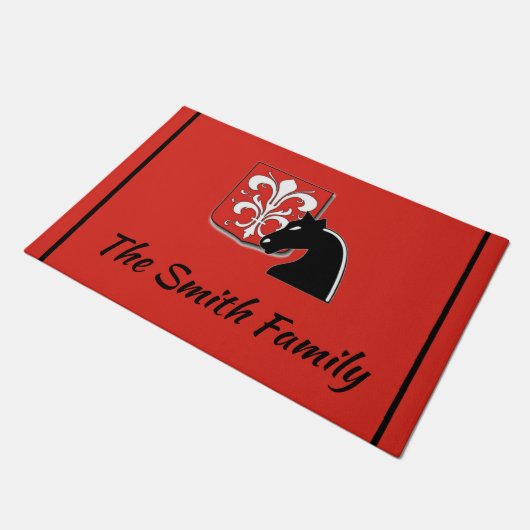 Mittelalterlicher Rotkehlchen und Schwarzer Ritter Fußmatte (Schrägansicht)