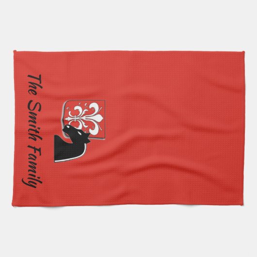 Mittelalterlicher Rotkehlchen und Schwarzer Ritter Geschirrtuch (Horizontal)