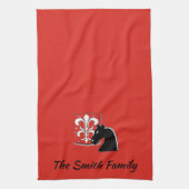 Mittelalterlicher Rotkehlchen und Schwarzer Ritter Geschirrtuch (Vertikal)