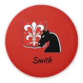 Mittelalterlicher Rotkehlchen und Schwarzer Ritter Keramikknauf (Vorderseite)