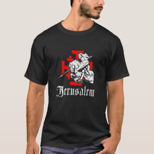 Mittelalterlicher Tempelritter am Kriegspferd Jeru T-Shirt