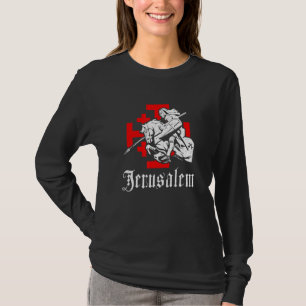 Mittelalterlicher Tempelritter auf Kriegsross Jeru T-Shirt
