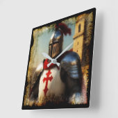 Mittelalterlicher Templar Knight Quadratische Wanduhr (Winkel)
