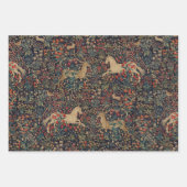 Mittelalterlicher Unicorn Mitternacht Blumengarten Geschenkpapier Set (Vorderseite 2)
