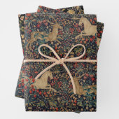 Mittelalterlicher Unicorn Mitternacht Blumengarten Geschenkpapier Set (Beispiel)