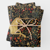 Mittelalterlicher Unicorn Mitternacht Blumengarten Geschenkpapier Set (Beispiel)