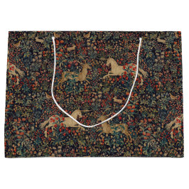 Mittelalterlicher Unicorn Mitternacht Blumengarten Große Geschenktüte