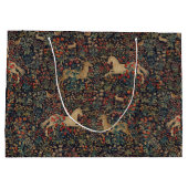 Mittelalterlicher Unicorn Mitternacht Blumengarten Große Geschenktüte (Rückseite)