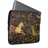 Mittelalterlicher Unicorn Mitternacht Blumengarten Laptopschutzhülle (Vorne Rechts)