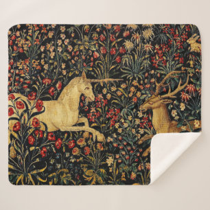 Mittelalterlicher Unicorn Mitternacht Blumengarten Sherpadecke