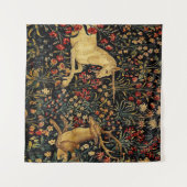 Mittelalterlicher Unicorn Mitternacht Blumengarten Wandteppich (Vorderseite (Horizontal))