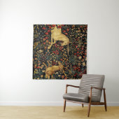 Mittelalterlicher Unicorn Mitternacht Blumengarten Wandteppich (Beispiel (Horizontal))