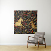 Mittelalterlicher Unicorn Mitternacht Blumengarten Wandteppich (Beispiel)