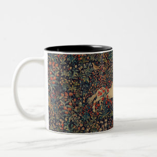 Mittelalterlicher Unicorn Mitternacht Blumengarten Zweifarbige Tasse