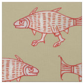 Mittelalterlicher Walfang auf Tan Stoff (Nahaufnahme)