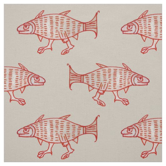 Mittelalterlicher Walking Fisch auf Papst Stoff (Muster)